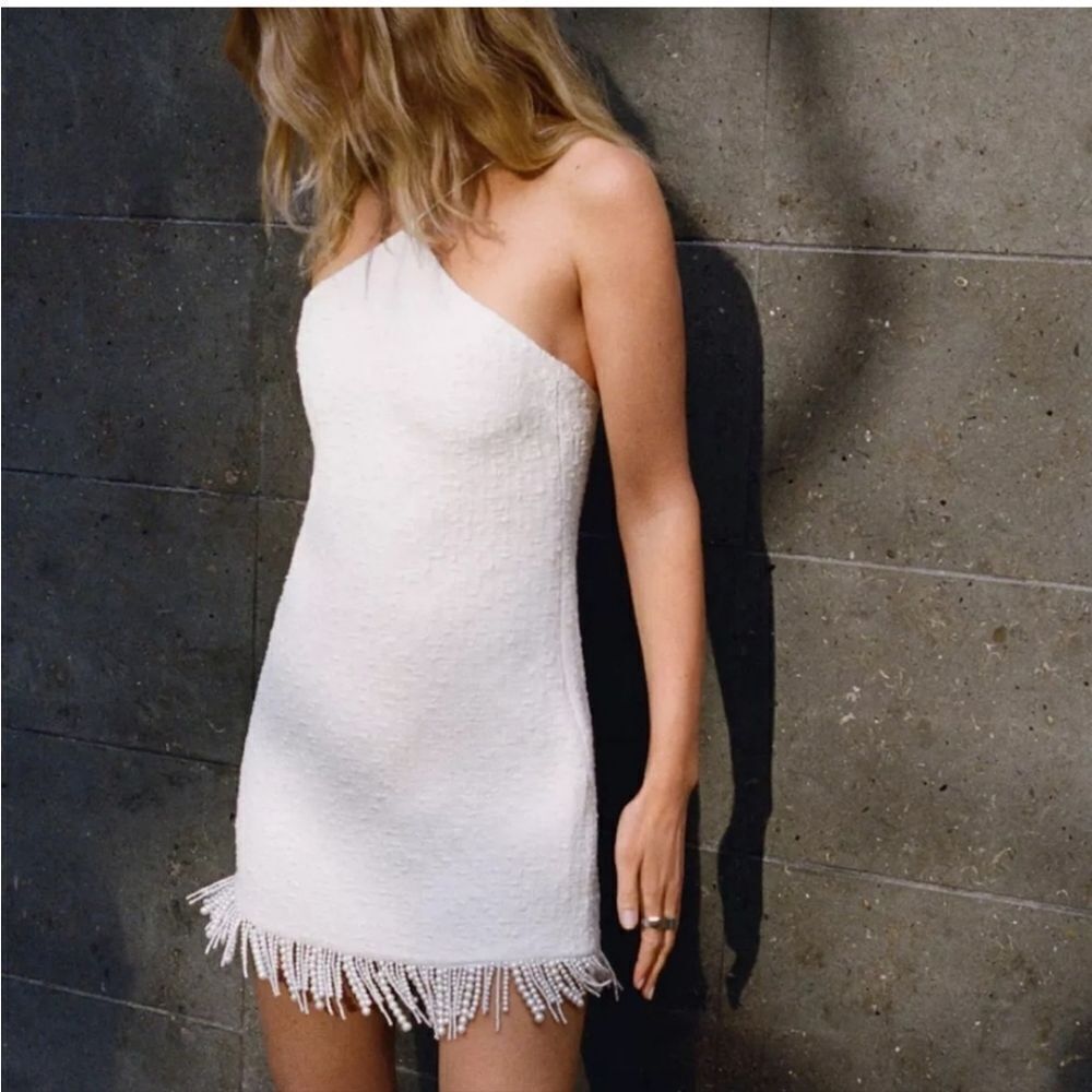 Jason Wu Textured Halter Pearl Strand Mini Dress - Picture 2 of 16